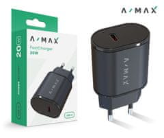 Aligator A-MAX PD 20W USB-C črn omrežni polnilnik