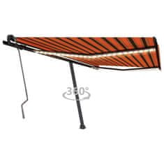 Vidaxl Ročno zložljiva tenda z LED diodami 400x350 cm oranžna in rjava