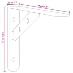 Vidaxl Nosilec za polico 4 kosi 20x2,5x14 cm srebrno nerjaveče jeklo