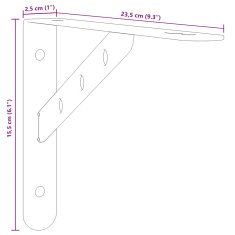 Vidaxl Nosilec za polico 4 kosi 23,5x2,5x15,5 cm srebrno nerj. jeklo