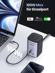 Ugreen Polnilna postaja 100W GaN s 15W brezžičnim polnilnikom MagSafe