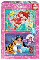 Educa Puzzle Disneyjeve princese: Ariel in Jasmina 2x48 kosov