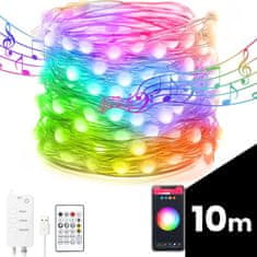 Family Pametne božične lučke - USB - 66 RGB LED - 10 m - Bluetooth, odzivajo na glasbo