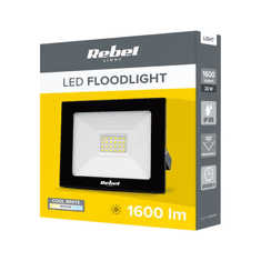 Rebel Reflektor LED zelo tanek, 20W/1600Lm, 6500K, IP65, črni