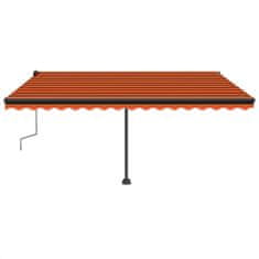 Vidaxl Ročno zložljiva tenda z LED diodami 400x350 cm oranžna in rjava