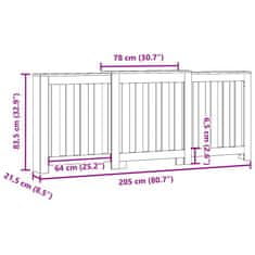 Vidaxl Pokrov za radiator siv sonoma 205x21,5x83,5 cm inženirski les