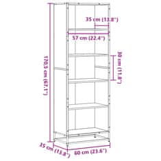 Vidaxl Knjižna omara rjavi hrast 60x35x170,5 cm inženirski les