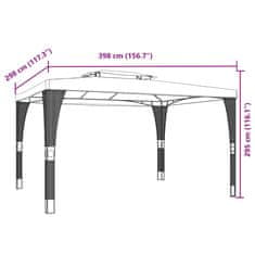 Vidaxl Paviljon z dvojno streho krem 3,98x2,98 m jeklo