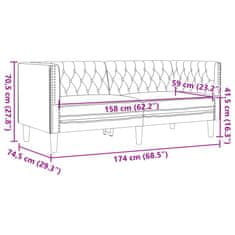 Vidaxl Kavč dvosed Chesterfield kapučino umetno usnje