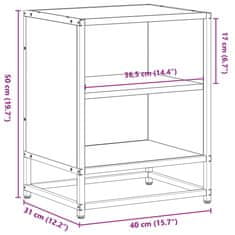 Vidaxl Nočna omarica 2 kosa črna 40x31x50 cm inž. les in kovina