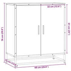 Vidaxl Komoda sonoma hrast 68x35x76 cm inženirski les in kovina