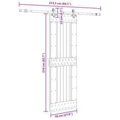 Vidaxl Drsna vrata s kompletom vodil 70x210 cm trdna borovina