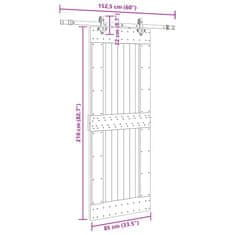 Vidaxl Drsna vrata s kompletom vodil 85x210 cm trdna borovina