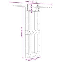 Vidaxl Drsna vrata s kompletom vodil 80x210 cm trdna borovina