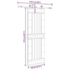 Vidaxl Drsna vrata s kompletom vodil 80x210 cm trdna borovina