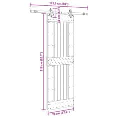 Vidaxl Drsna vrata s kompletom vodil 70x210 cm trdna borovina