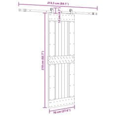 Vidaxl Drsna vrata s kompletom vodil 70x210 cm trdna borovina