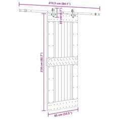 Vidaxl Drsna vrata s kompletom vodil 85x210 cm trdna borovina