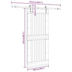 Vidaxl Drsna vrata s kompletom vodil 100x210 cm trdna borovina