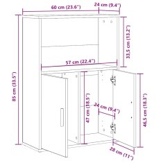 Vidaxl Knjižna omara siva sonoma 60x24x85 cm inženirski les