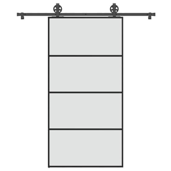 shumee vidaXL Drsna vrata z opremo 102,5x205 cm ESG steklo in aluminij