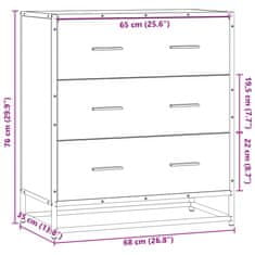 Vidaxl Komoda rjavi hrast 68x35x76 cm inženirski les in kovina