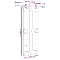 Vidaxl Drsna vrata s kompletom vodil 80x210 cm trdna borovina