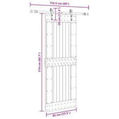 Vidaxl Drsna vrata s kompletom vodil 85x210 cm trdna borovina