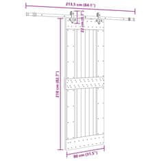 Vidaxl Drsna vrata s kompletom vodil 80x210 cm trdna borovina