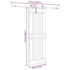 Vidaxl Drsna vrata s kompletom vodil 80x210 cm trdna borovina