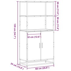 Vidaxl Visoka omara rjavi hrast 68x35x139 cm inženirski les in kovina