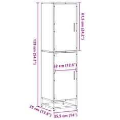 Vidaxl Visoka omara rjavi hrast 35,5x35x139 cm inž. les in kovina