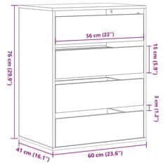 Vidaxl Kotni predalnik siva sonoma 60x41x76 cm inženirski les