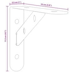 Vidaxl Nosilec za polico 4 kosi 15x2,5x11,5 cm srebrno nerjaveče jeklo