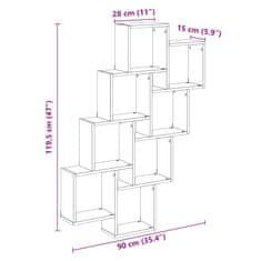 Vidaxl Stenska kockasta polica artisan hrast 90x15x119,5 cm inž. les