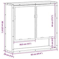 Vidaxl Kopalniška omarica z ogledalom črna 65x20x60 cm inženirski les