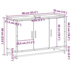 Vidaxl Kopalniška omarica dimljen hrast 90x33x60 cm inženirski les