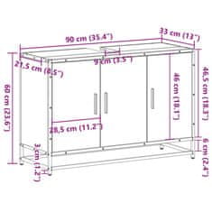 Vidaxl Kopalniška omarica rjavi hrast 90x33x60 cm inženirski les