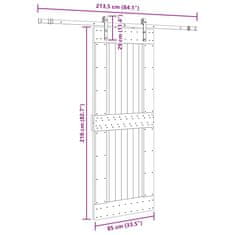 Vidaxl Drsna vrata s kompletom vodil 85x210 cm trdna borovina