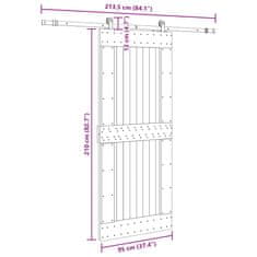 Vidaxl Drsna vrata s kompletom vodil 95x210 cm trdna borovina