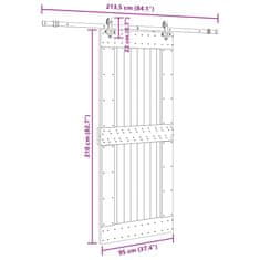 Vidaxl Drsna vrata s kompletom vodil 95x210 cm trdna borovina