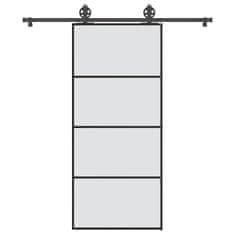 shumee vidaXL Drsna vrata z opremo 90x205 cm ESG steklo in aluminij