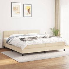 Vidaxl Box spring postelja z vzmetnico krem 200x200 cm blago