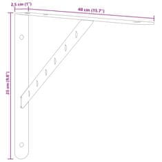 Vidaxl Nosilec za polico 4 kosi 40x2,5x25 cm črno nerjaveče jeklo