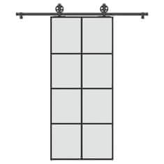 shumee vidaXL Drsna vrata z opremo 90x205 cm ESG steklo in aluminij