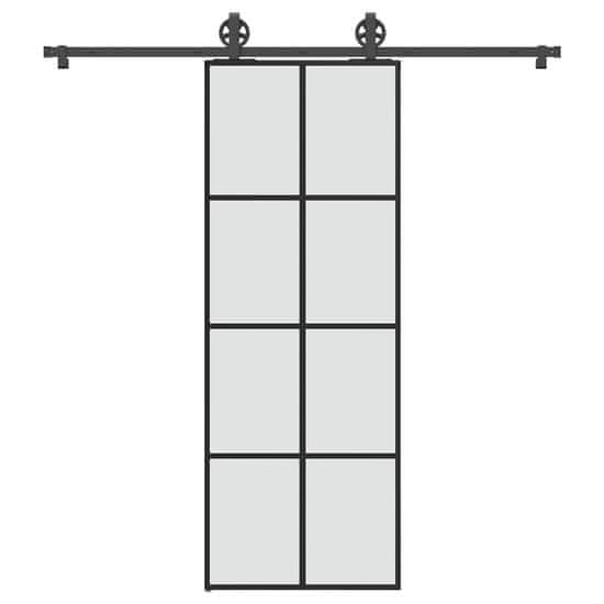 shumee vidaXL Drsna vrata z opremo 76x205 cm ESG steklo in aluminij