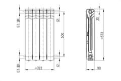 KFA armatura Aluminijasti radiator G500F 4-ELEMENTI