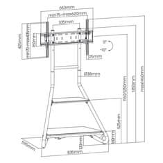 Maclean MC-455 Prostostoječe kotno stojalo za TV v slogu Bauhaus, prostostoječe stojalo za TV z dvema nivojema, izdelano iz lesa, nosilnost do 10 kg, nosilec za TV do 40 kg, 37-75'', maks. VESA 600x400