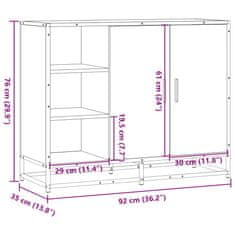 Vidaxl Komoda rjav hrast 92x35x76 cm inženirski les