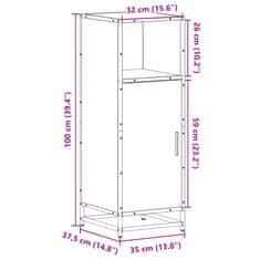 Vidaxl Kopalniška omarica črna 35x37,5x100 cm inženirski les